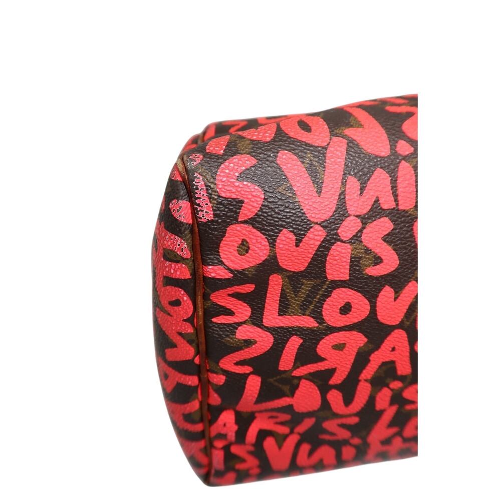 Louis Vuitton Speedy 30 Leather Pink Graffiti Monogram Handbag Black One Size - Picture 11 of 13